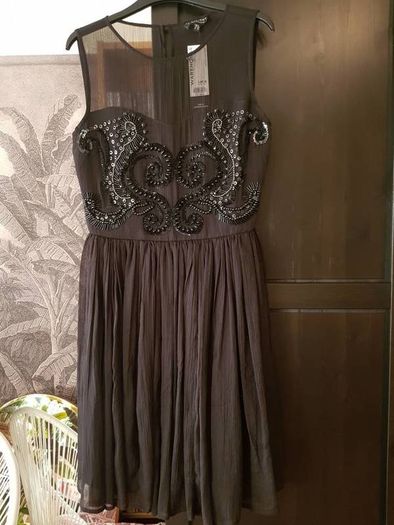Warehouse Embellished black dress, size 8, NEW