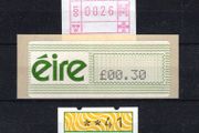 1990 Ireland Definitive from vending Machines (Frama Dublin, Klussenforf Limerick &amp; Amiel/ Pitney-Bowes set Mint Never Hinged (MNH)