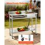 Stainless Steel Utility Sink, Rolling Single Bowl Commercial Kitchen Sink with Wheels, Faucet and Hot & Cold Water Pipe, Utility Basin Workbench for Garage Restaurant Laundry 1200 x 500 x 1055mm Image 2
