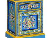Bedside Cabinet Solid Mango Wood Turquoise Hand Painted