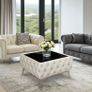 Coffee table with metal legs glass Cream Image 3