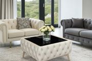 Coffee table with glass velvet