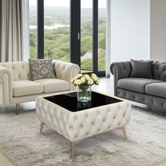 Coffee table with glass velvet