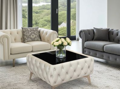 Coffee table with glass velvet