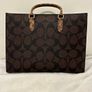 Classic Coach Signature Monogram Tote Bag Brown  Dark Brown Canvas Handbag Image 2