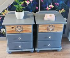 Matching pair of 3 drawer bedside lockers newly restyled