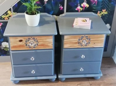 Matching pair of 3 drawer bedside lockers newly restyled