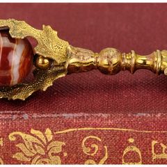 Antique Victorian Brass And Agate Bookmark circa 1890