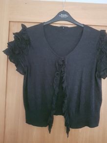 M&S Grey Cropped Cardigan Size 16