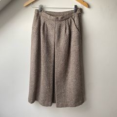 Vintage 70s/80s RAVENS West Germany Pure New Wool Herringbone Midi Skirt UK 6 8