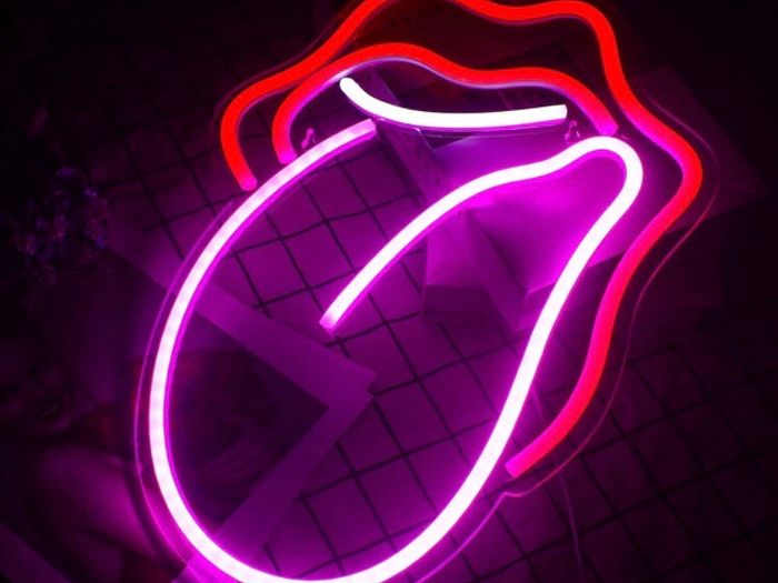 Lips Neon Sign Flame Red Lips Big Tongue Shape
