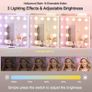 Dressing Table with Mirror and Stool, 10 LED Light Bulbs Vanity Desk with Storage Shelves & 3 Drawers, Kids Vanity Table and Chair Bedroom Furniture Girls Vanity Set 60cm Pink Makeup Desk Image 3