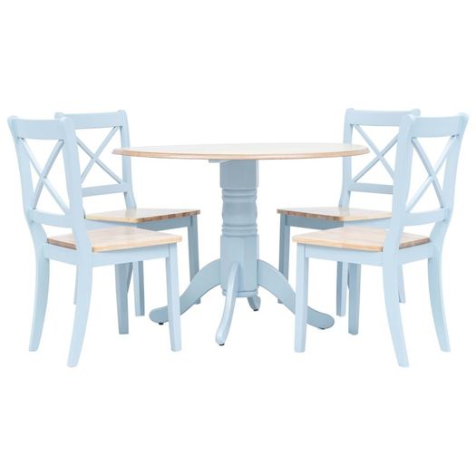 5 Piece Dining Set Solid Rubber Wood Grey and Brown