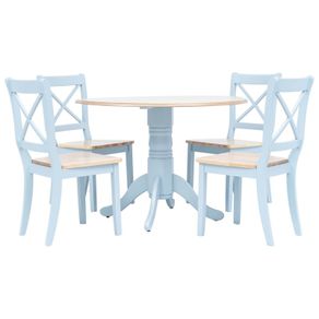 5 Piece Dining Set Solid Rubber Wood Grey and Brown