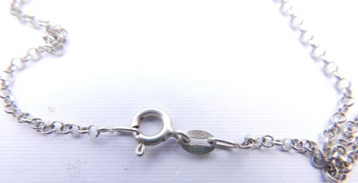 Vintage Sterling Silver 925 Cubic Zirconia Heart Set ring and chain with pendant 12,24g - lent 24" - size O