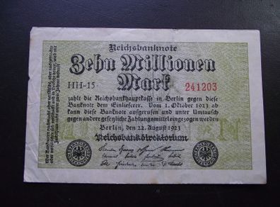 Germany. Reichsbanknote. 10 Millionen Mark (22.8.1923)
