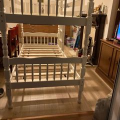 A beautiful White Bunk Bed. No Mattresses.