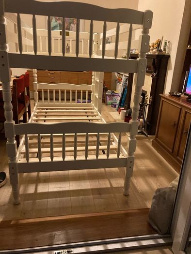 A beautiful White Bunk Bed. No Mattresses.