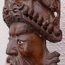 Vintage 19C Asian Chinese Emperor & Dragons Hand Carved Wood Mask Rose wood 9" Image 7