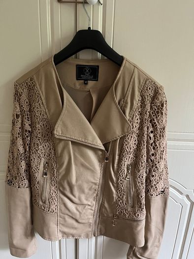 Leather Effect Jacket With Lace Details