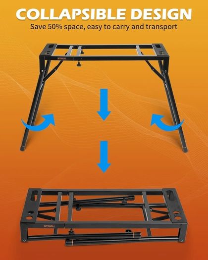 Collapsible Piano Keyboard Stand Adjustable and Portable Heavy Duty Music Stand - Fits 54/61/88 Key Electric Digital Pianos - Sturdy Musical Keyboard Table