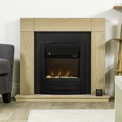 Zanussi 2KW Black Electric Inset Fire Stove with 2 Heat Settings, Timer and Remote Control