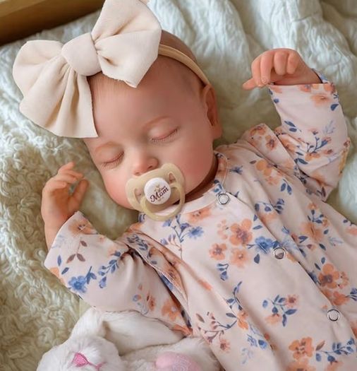 Reborn Dolls 17 Inch Soft Body Lifelike-Newborn Baby Dolls Sleeping Girl Dolls with Clothes and Toy Accessories Gift for Kids Age 3+, Yellow Floral