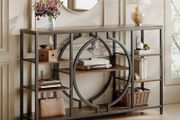 120cm Industrial Console Tables for Entryway Rustic Sofa Table Behind Couch 4 Tier Wooden Shelves Entry Table with Storage for Foyer, Hallway, Front Door,Living Room (Rustic Brown)