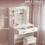 Dressing Table with Mirror and Stool: Vanity-Desk with Mirror and Drawers - Makeup Desk with Jewellery Storage, 3 Color Light & Brightness Adjustable for Bedroom Image 6