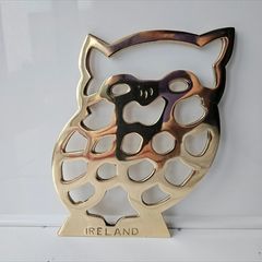 Vintage Solid Brass Owl Trivet Liffey Artefacts Ireland