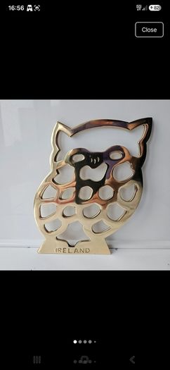 Vintage Solid Brass Owl Trivet Liffey Artefacts Ireland