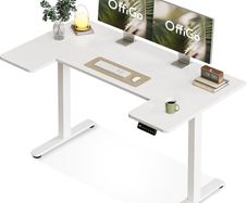 Standing Desk, 140cm U Shaped Height Adjustable Desk with 3 Memory Smart Panels, Electric