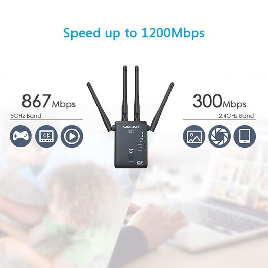Wavlink AC1200 Dual Band (2.4GHz/5GHz) 3-IN-1 WIFI Router/Range Extender & Signal Booster  - UK Plug (Brand New/Warranty)