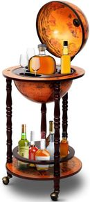Vintage Globe Shaped Mini Bar Drinks Cabinet Whisky Wine Spirits Cabinet  Alcohol Host Trolley