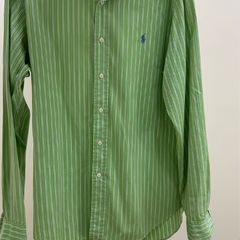 Ralph Lauren Green Striped Custom Fit Shirt