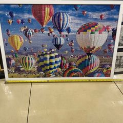 large framed jig saw of hot air balloons
