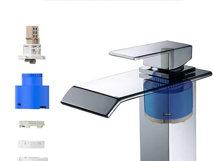 Bathroom Waterfall Water Tap Chrome Lavatory Tap Bath Fittings Washbasin Fittings Single-Lever Mixer Washbasin Faucet (FREE POSTAGE)