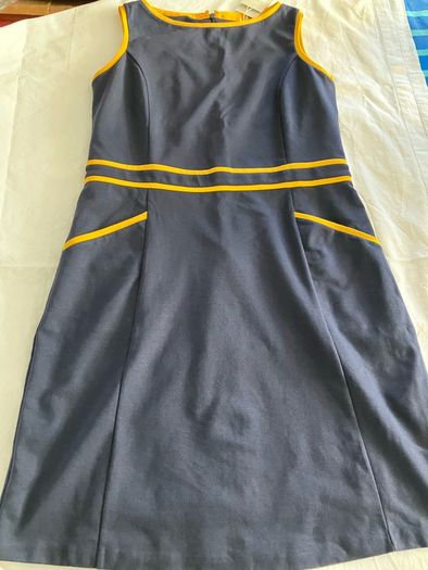 Boden Sabrina Ponte Shift Dress - Navy & Yellow - Size 16R