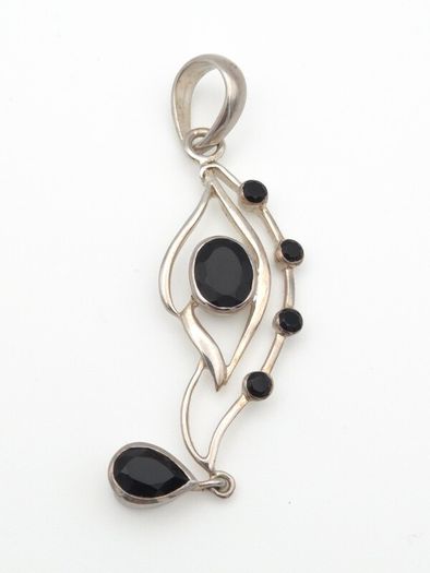 Vintage 925 Sterling Silver & Dark Smoky Quartz Pendant