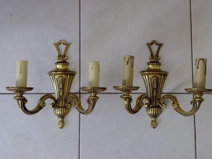 Antique French brass set of wall lights