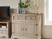 rey Storage Cupboard Solid Pine 2 Drawer 2 Door Wooden Mexican Cabinet