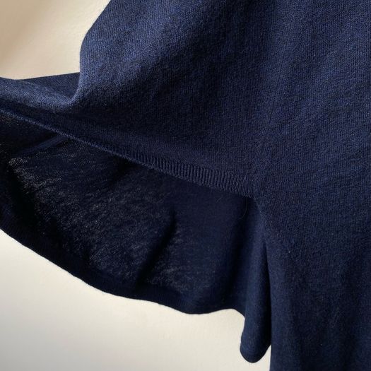 Gerard Darel Navy Blue Wool Cashmere V Neck Cape Poncho Sweater Size 3