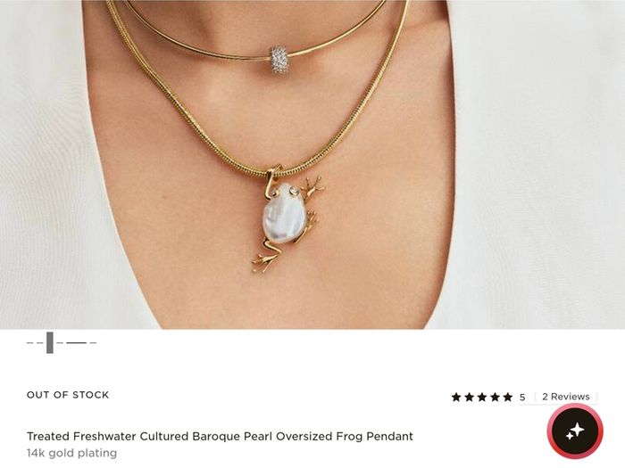 Pandora Wonders Collection Treated Freshwater Cultured Baroque Pearl Oversized Frog Pendant  New