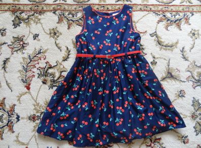 Girls cherry navy dress 7-8yo