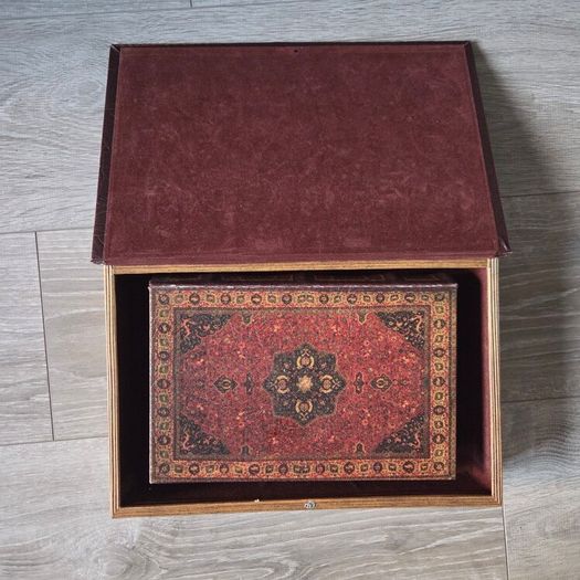 Vintage Nesting Faux Book Storage Boxes - Set of 2 Ornate Persian Design