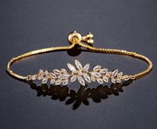 Yellow Gold Crystal Statement Adjustable Bracelet