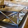 Modern Glass Coffee Table with Chrome Frame Image 4