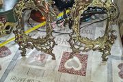 Beautiful Pair of Antique Art Nouveau Beatrice. Bronzed Photo Frames Cherub. a stunning lady lies on the top of the frame with beautiful scrollwork descending down the frame to a winged Cupid or Angel