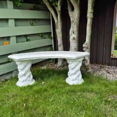 Cast stone curved garden bench x 2