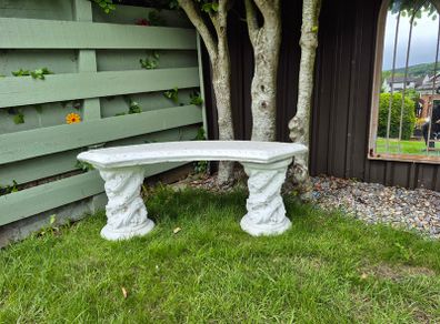 Cast stone curved garden bench x 2